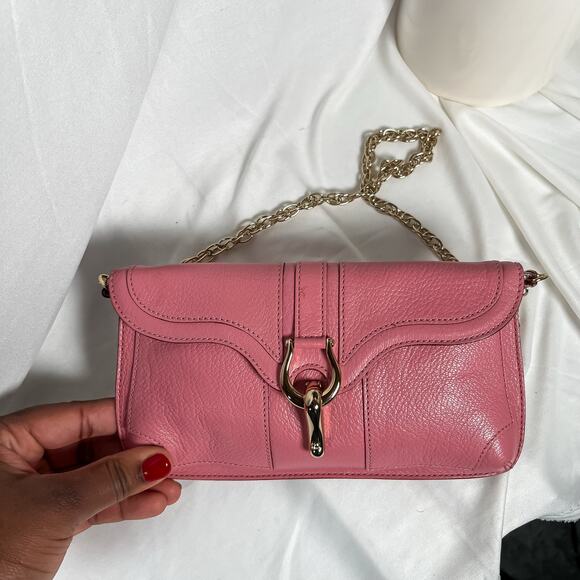 KATE SPADE Barbie Pink Leather Chain Pochette Bag Mirror Clasp Shoulder Purse - Picture 3 of 13